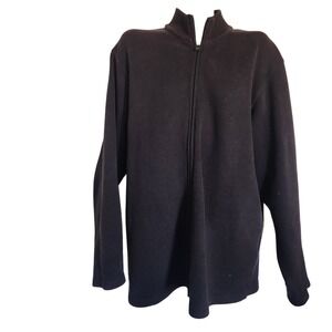 Gant Madison Mens Full Zip Cotton Cardigan Sweater Black Mock Neck L luxury